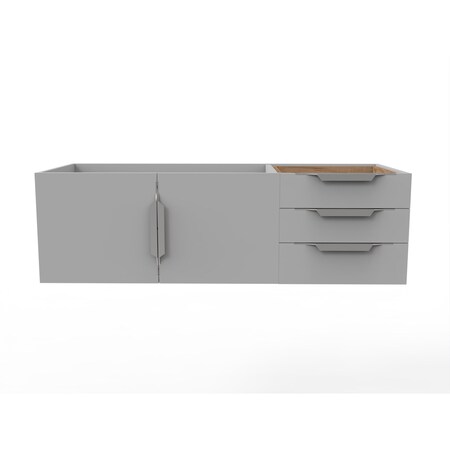 Castello Usa Alpine 48" Wall Mounted Gray Vanity Base with Chrome Handles CB-MC-48G-CHR-VBO
